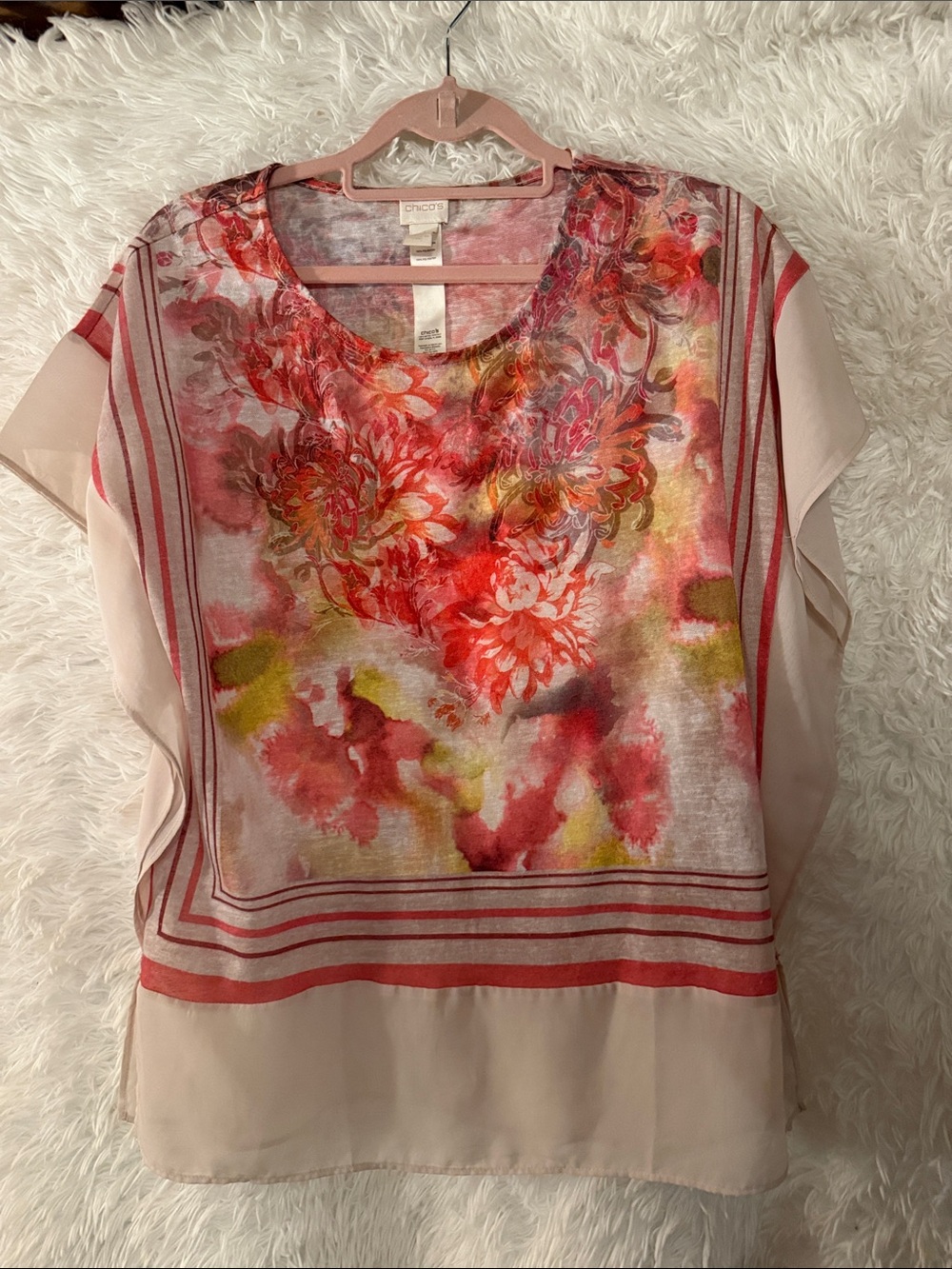 Chicos Floral Blouse Size Medium